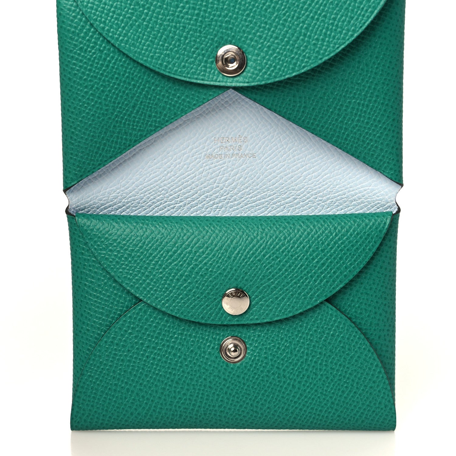 Hermes Epsom Verso Calvi Duo Card Case Vert Jade Bleu Brume 6 of 10