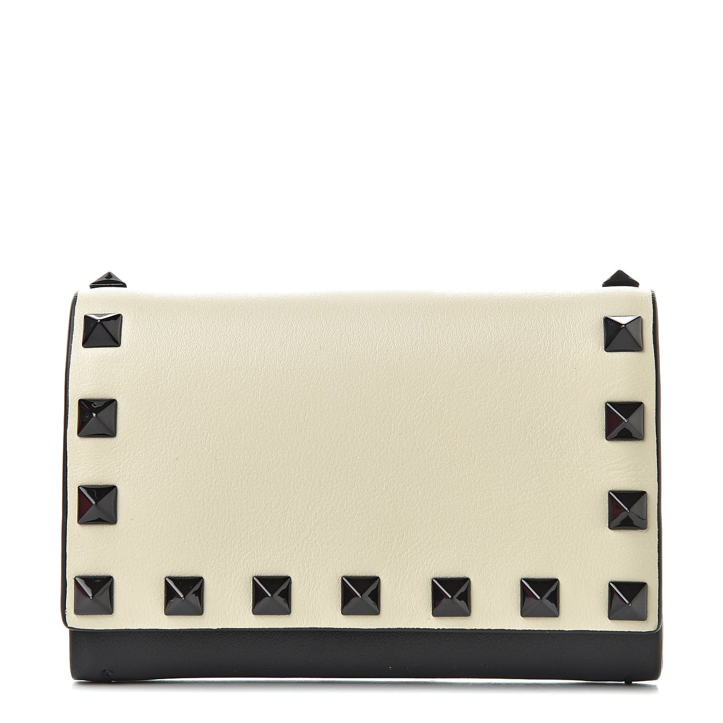 Nappa Rockstud Bi-Fold Card Holder Ivory Black