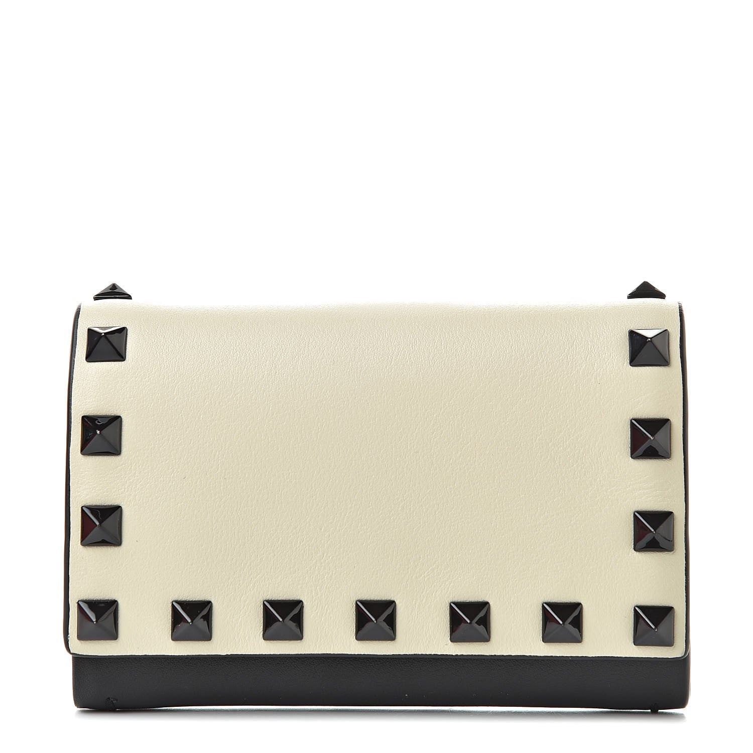 Valentino Garavani Nappa Rockstud Bi-Fold Card Holder Ivory Black 1 of 9