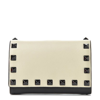 Valentino Garavani Nappa Rockstud Bi-Fold Card Holder Ivory Black 1 of 9