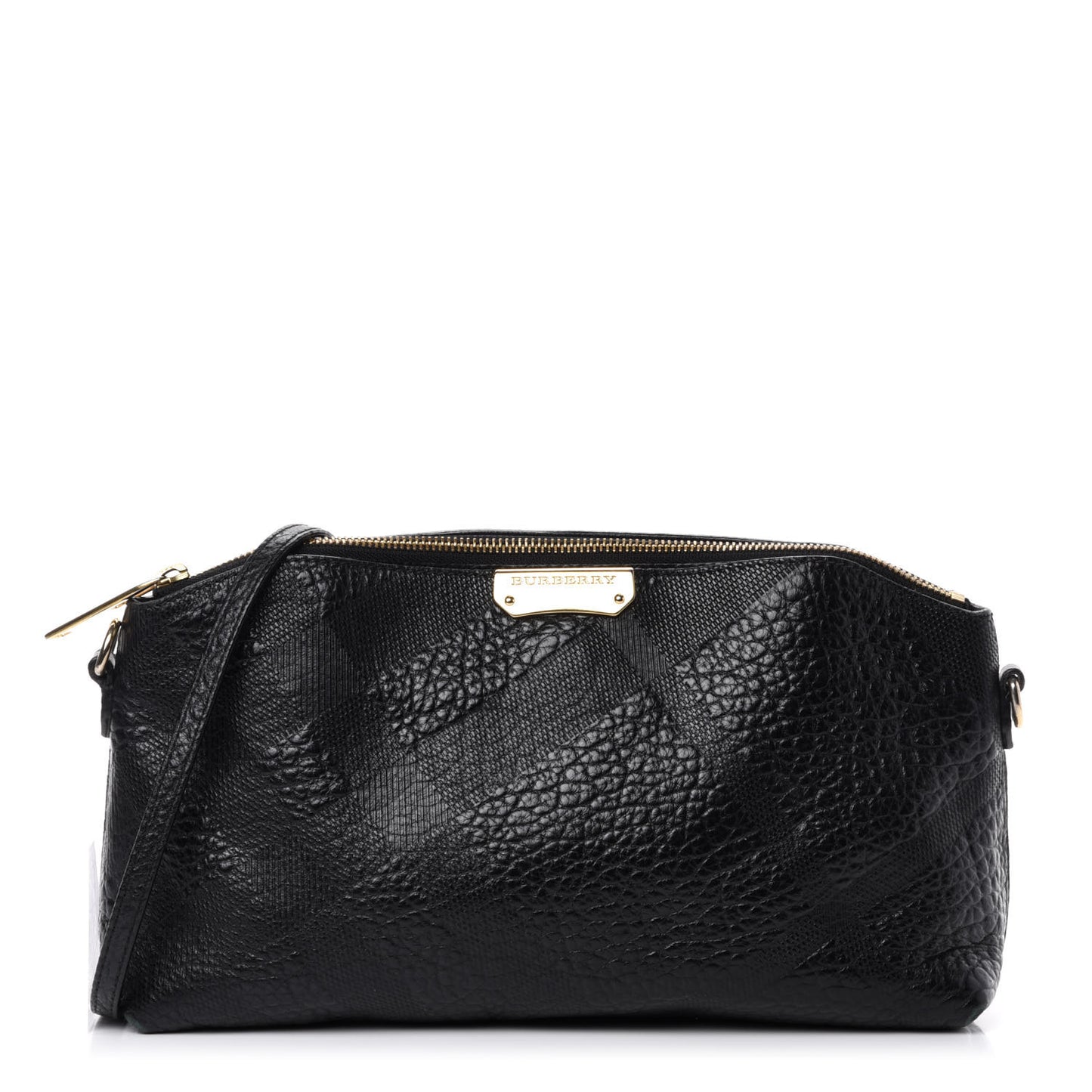 Signature Grain Calfskin Check Embossed Small Chichester Crossbody Clutch Bag Black