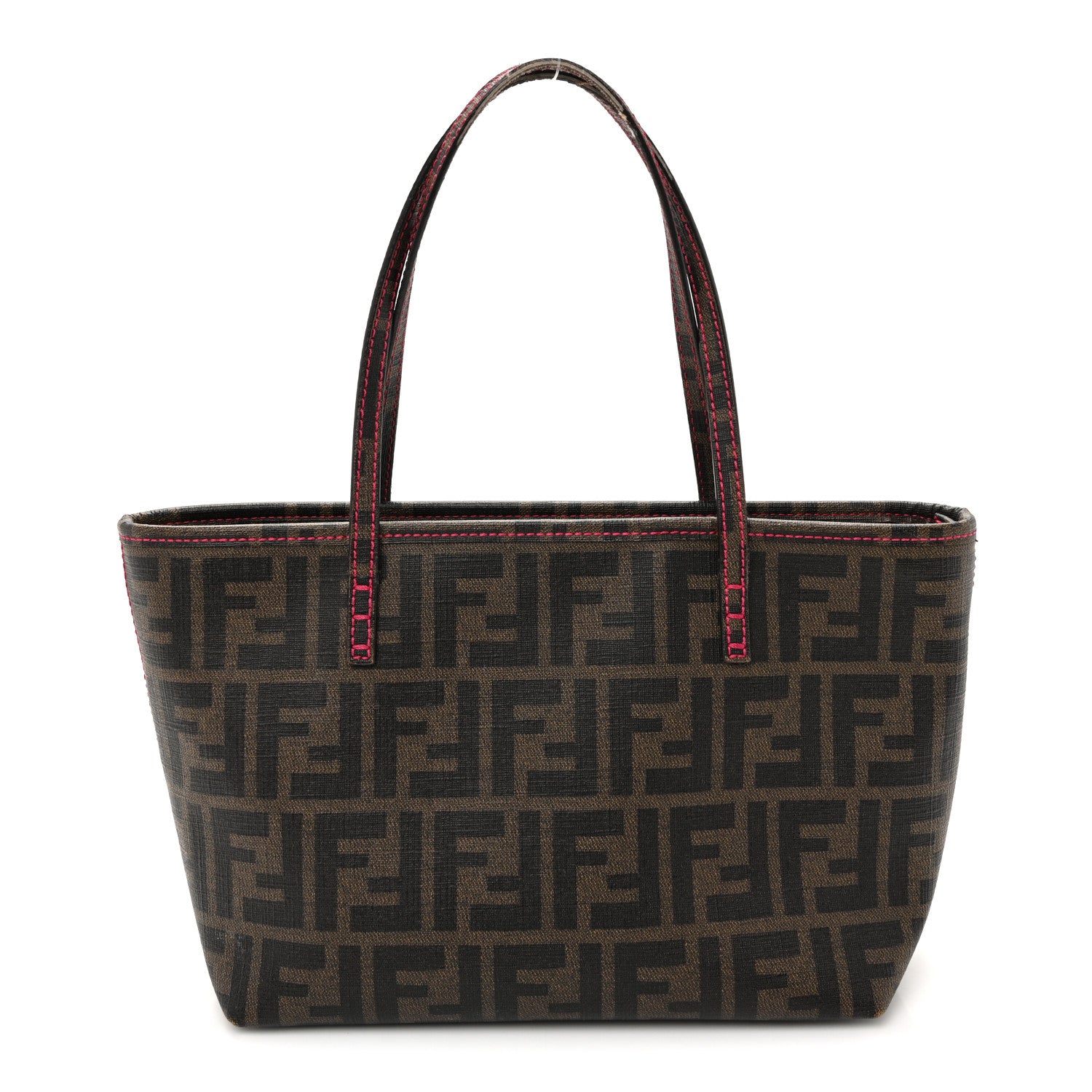 Fendi Zucca Spalmati Vitello FF Mini Roll Tote Tobacco Pink 1 of 10