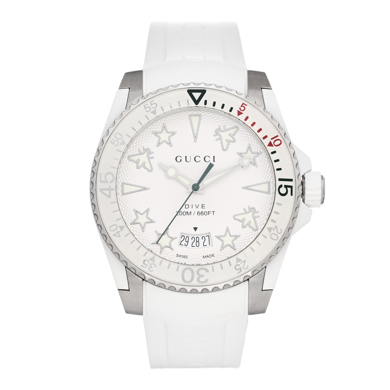 Gucci Stainless Steel Rubber 40mm Dive Quartz Watch White 1 of 4