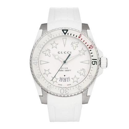 Gucci Stainless Steel Rubber 40mm Dive Quartz Watch White 1 of 4