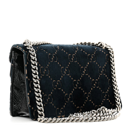 Gucci Velvet Skipper Crystal GG Monogram Small Dionysus Shoulder Bag Blue Beige Black 3 of 12