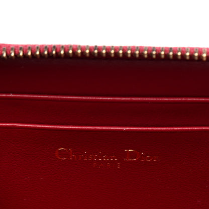 Christian Dior Calfskin Stripe Zip Around Wallet Cerise 4 of 4