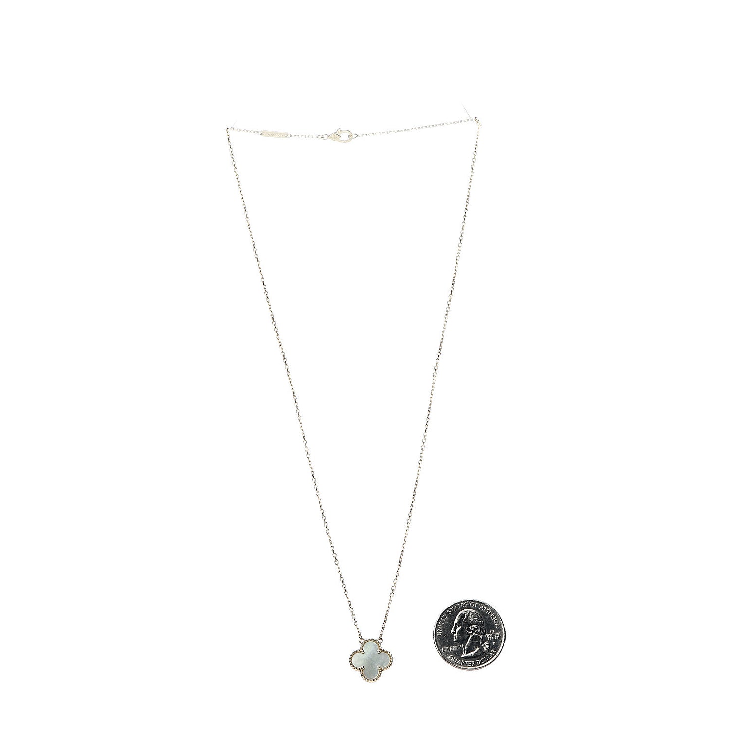 18K Yellow Gold Mother of Pearl Vintage Alhambra Pendant Necklace