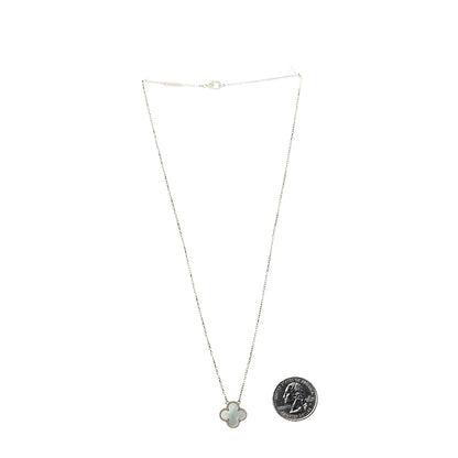 Van Cleef & Arpels 18K Yellow Gold Mother of Pearl Vintage Alhambra Pendant Necklace 3 of 8