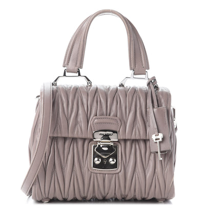 Miu Miu Nappa Matelasse Top Handle Tote Pomice 1 of 10