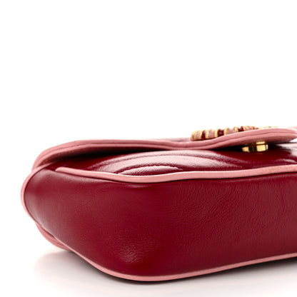 Gucci Azalea Calfskin Enamel Matelasse Diagonal Super Mini Torchon GG Marmont Shoulder Bag New Cherry Red Wild Rose 9 of 12