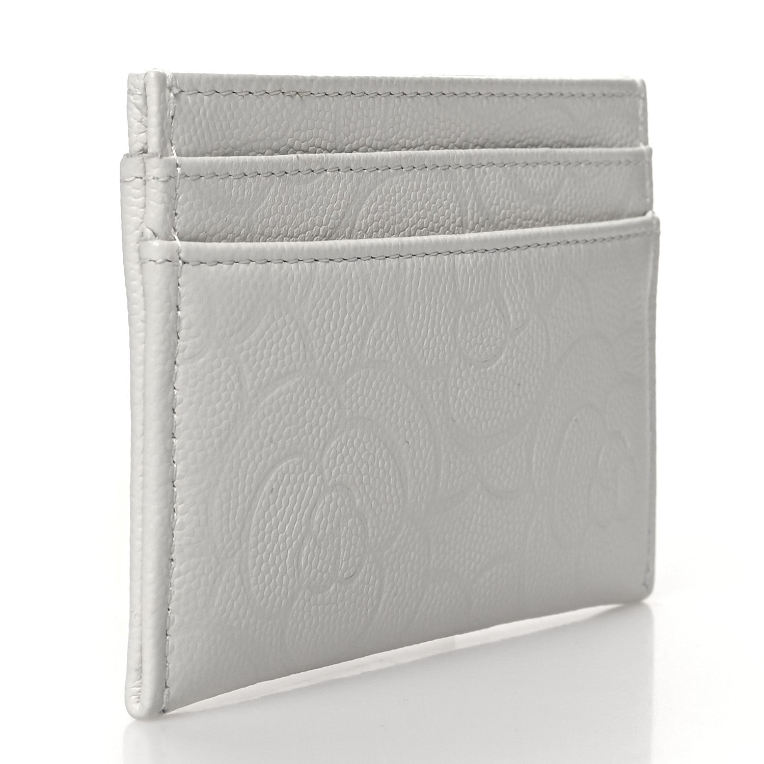 Chanel Caviar Camellia Embossed Card Holder White 3 of 10