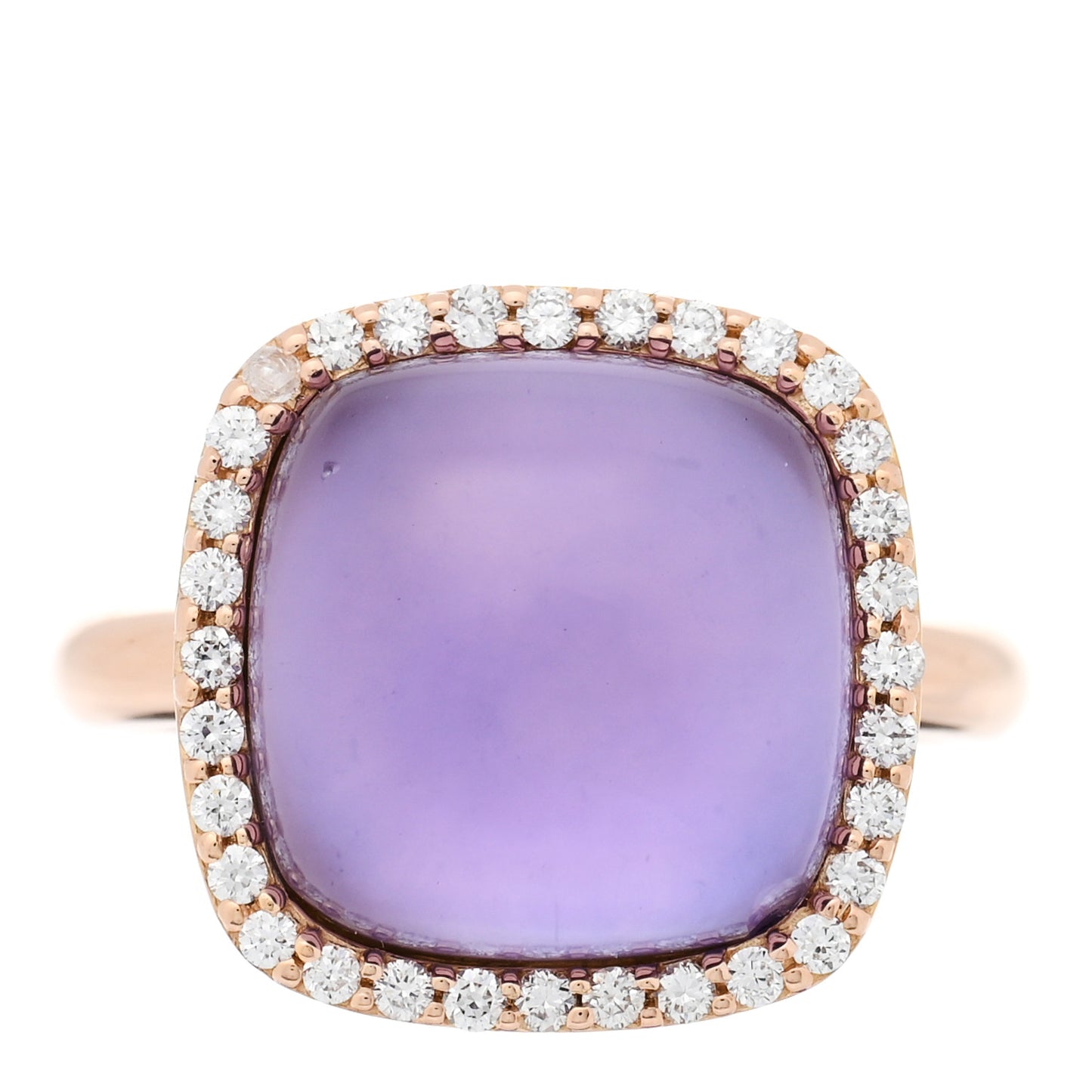 18K Rose Gold Diamond Amethyst Mother of Pearl Cocktail Ring 52 6
