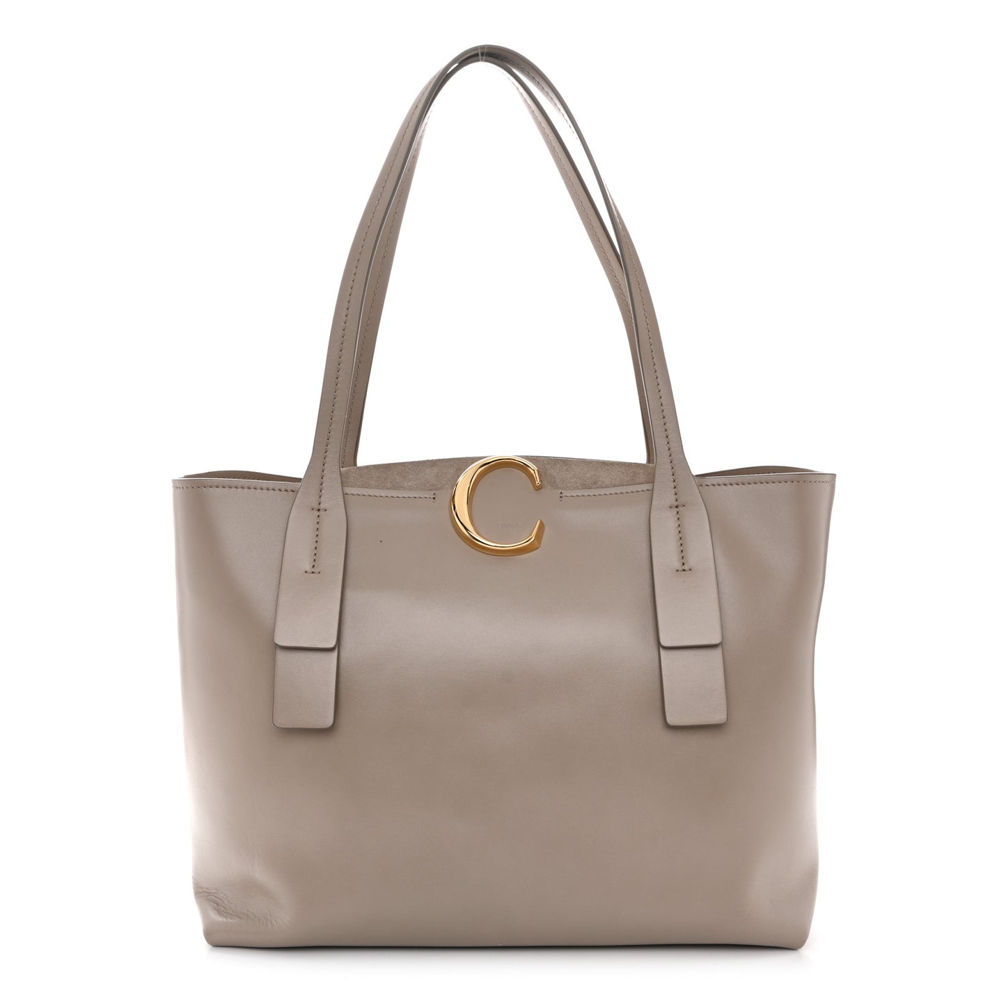 Shiny Calfskin Suede Medium C Zipped Tote Motty Grey