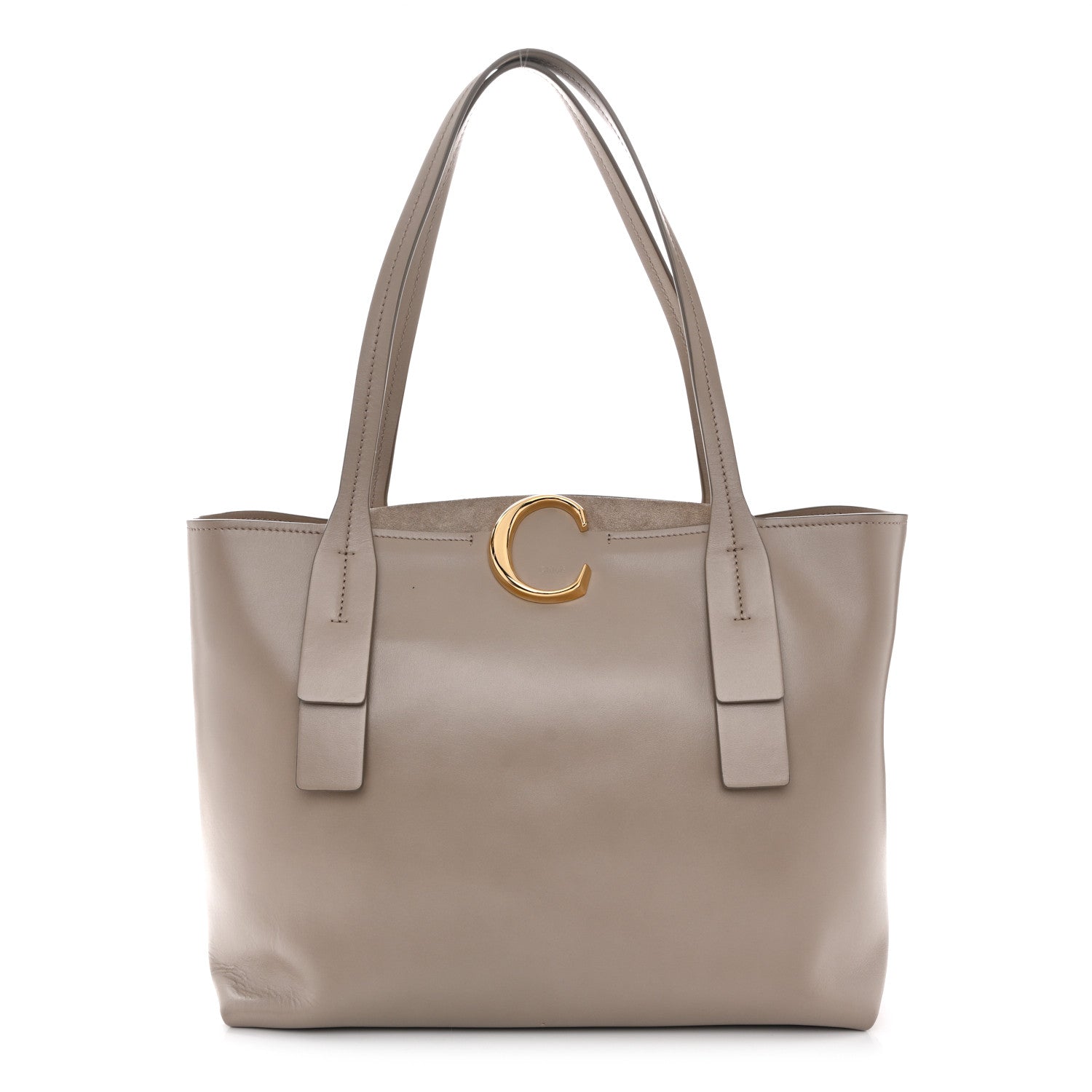 Chloe Shiny Calfskin Suede Medium C Zipped Tote Motty Grey 1 of 10