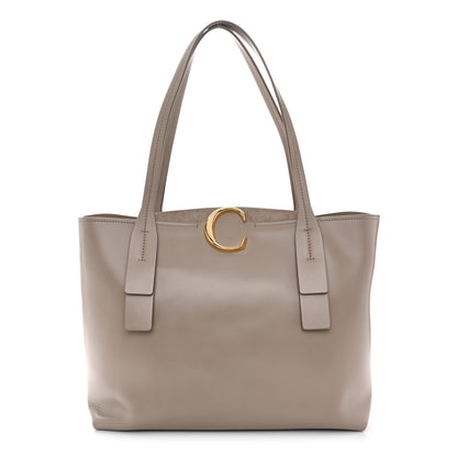 Chloe Shiny Calfskin Suede Medium C Zipped Tote Motty Grey 1 of 10