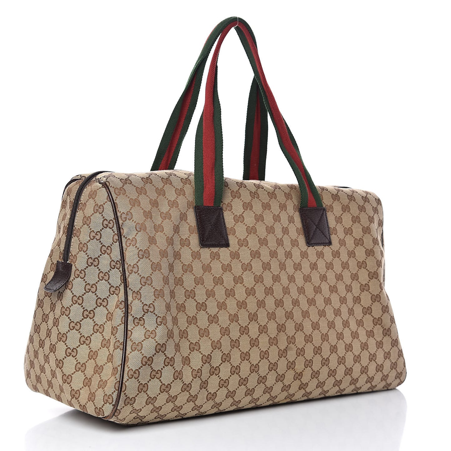 GG Monogram Web Large Collapsible Carry On Duffle Beige Brown