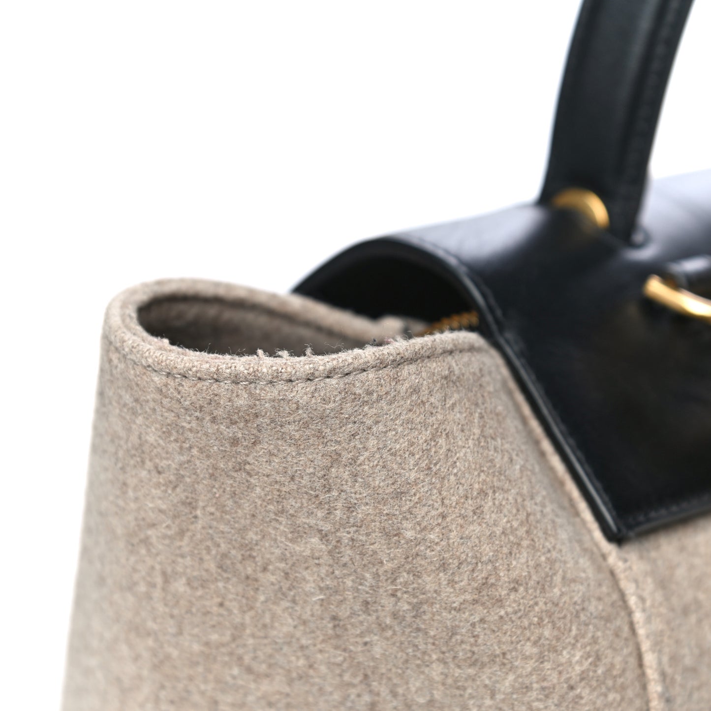 Felt Smooth Calfskin Mini Belt Bag Beige
