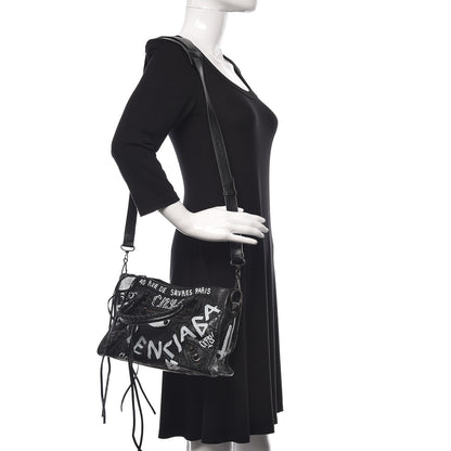 Balenciaga Agneau Classic Hardware Graffiti All Over S City Black 2 of 10