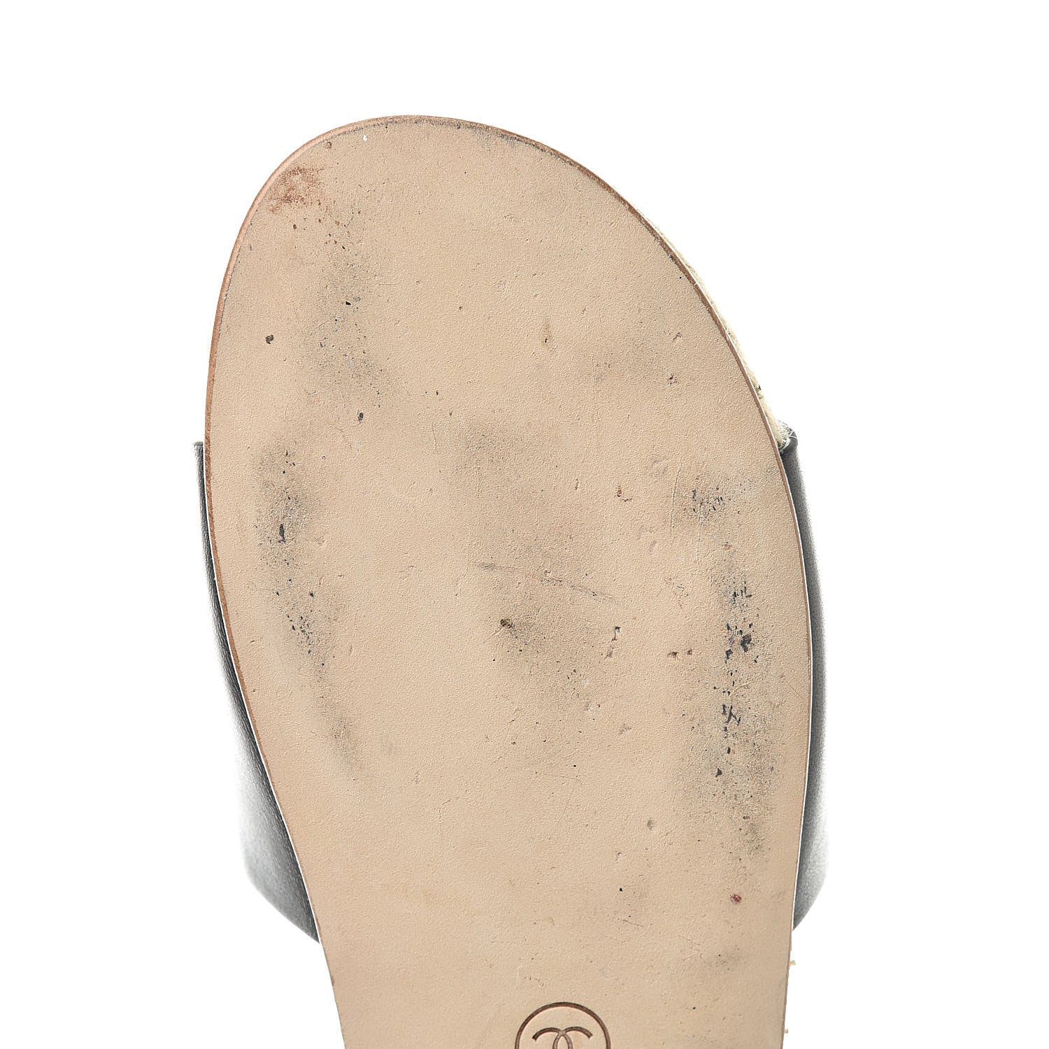 Chanel Calfskin Gripoix CC Espadrille Slip On Sandals 37.5 Black 9 of 11