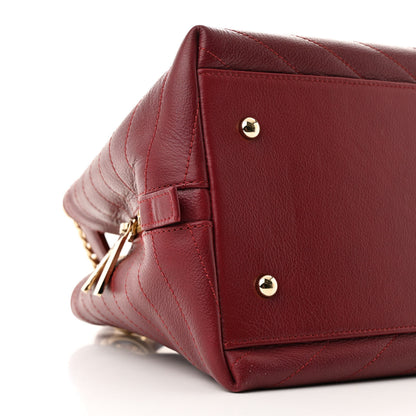 Chanel Calfskin Stitched Small Chevron Chic Shopping Bag Red 11 of 12