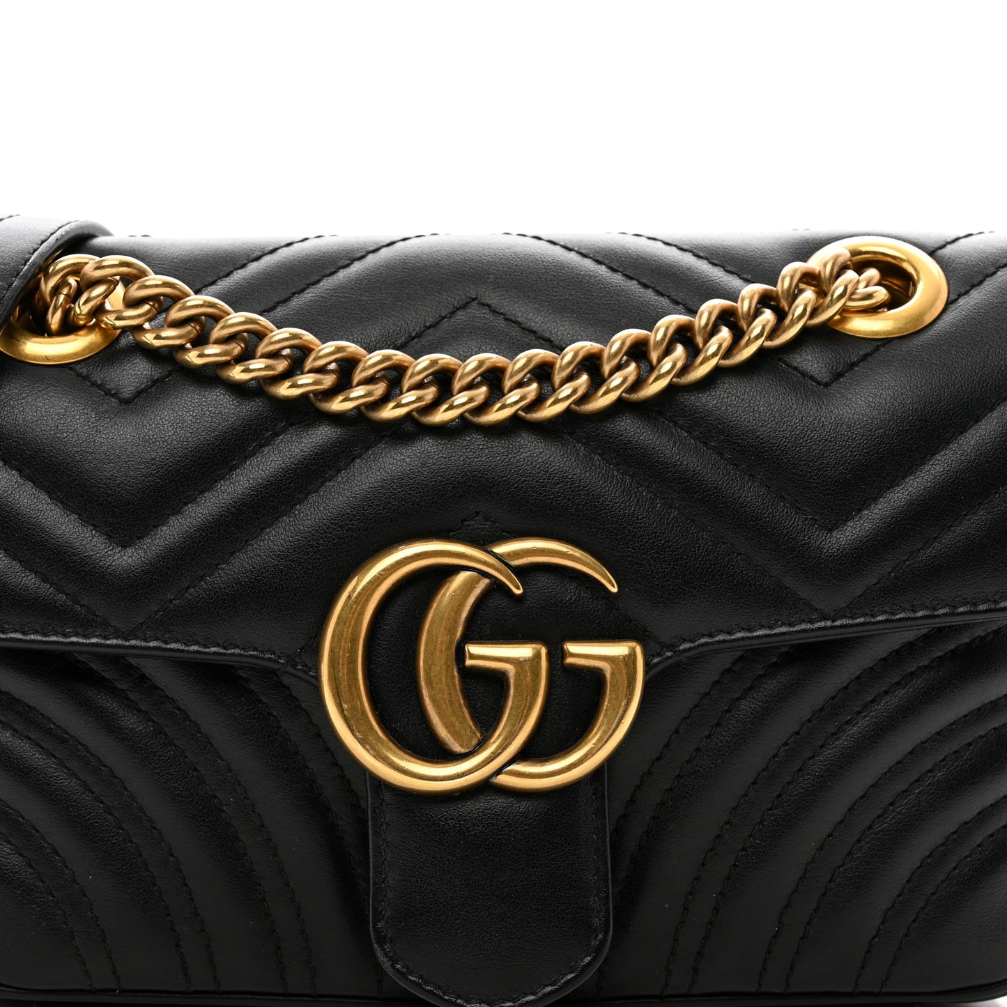 Calfskin Matelasse Mini GG Marmont Shoulder Bag Black