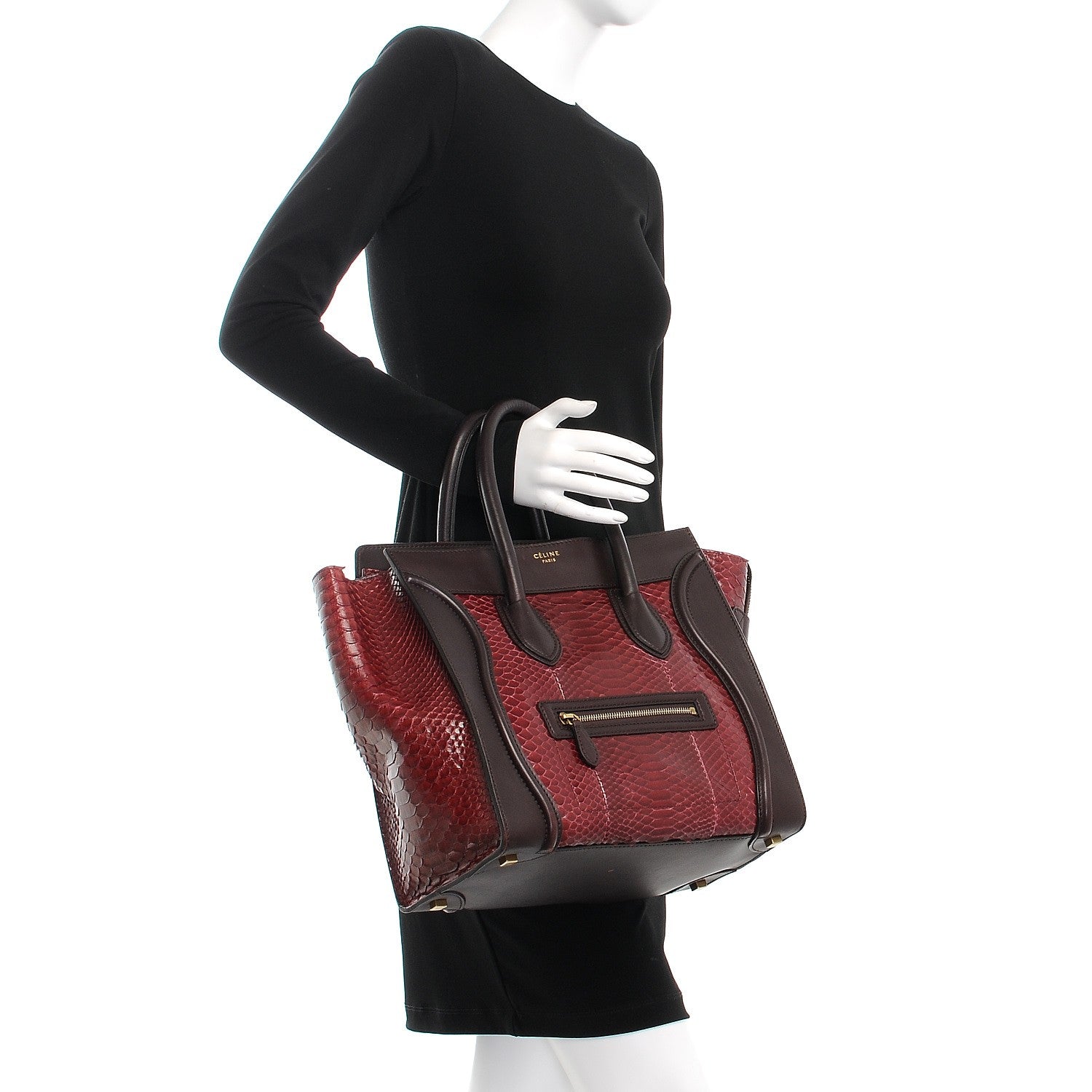 Celine Python Smooth Calfskin Mini Luggage Burgundy 2 of 16