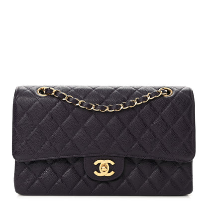 Chanel Caviar Quilted Medium Double Flap Dark Purple 1 of 10