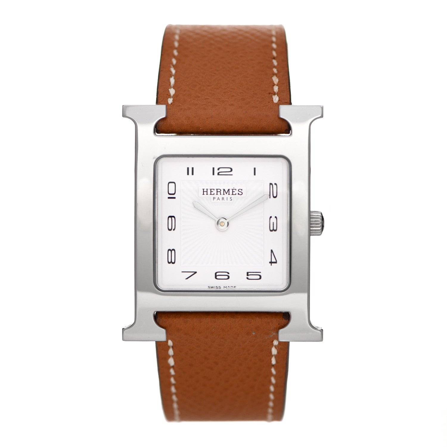 Hermes Stainless Steel Epsom 26mm Heure H Hour Quartz Watch Gold 1 of 5