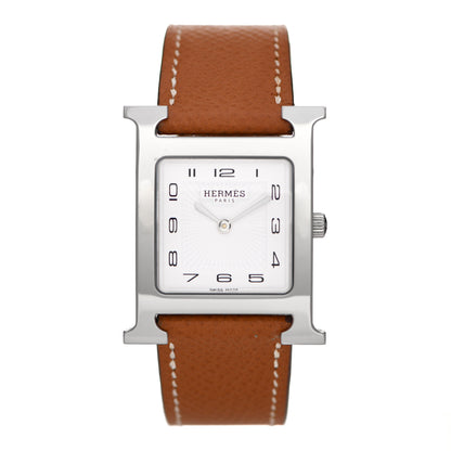 Hermes Stainless Steel Epsom 26mm Heure H Hour Quartz Watch Gold 1 of 5