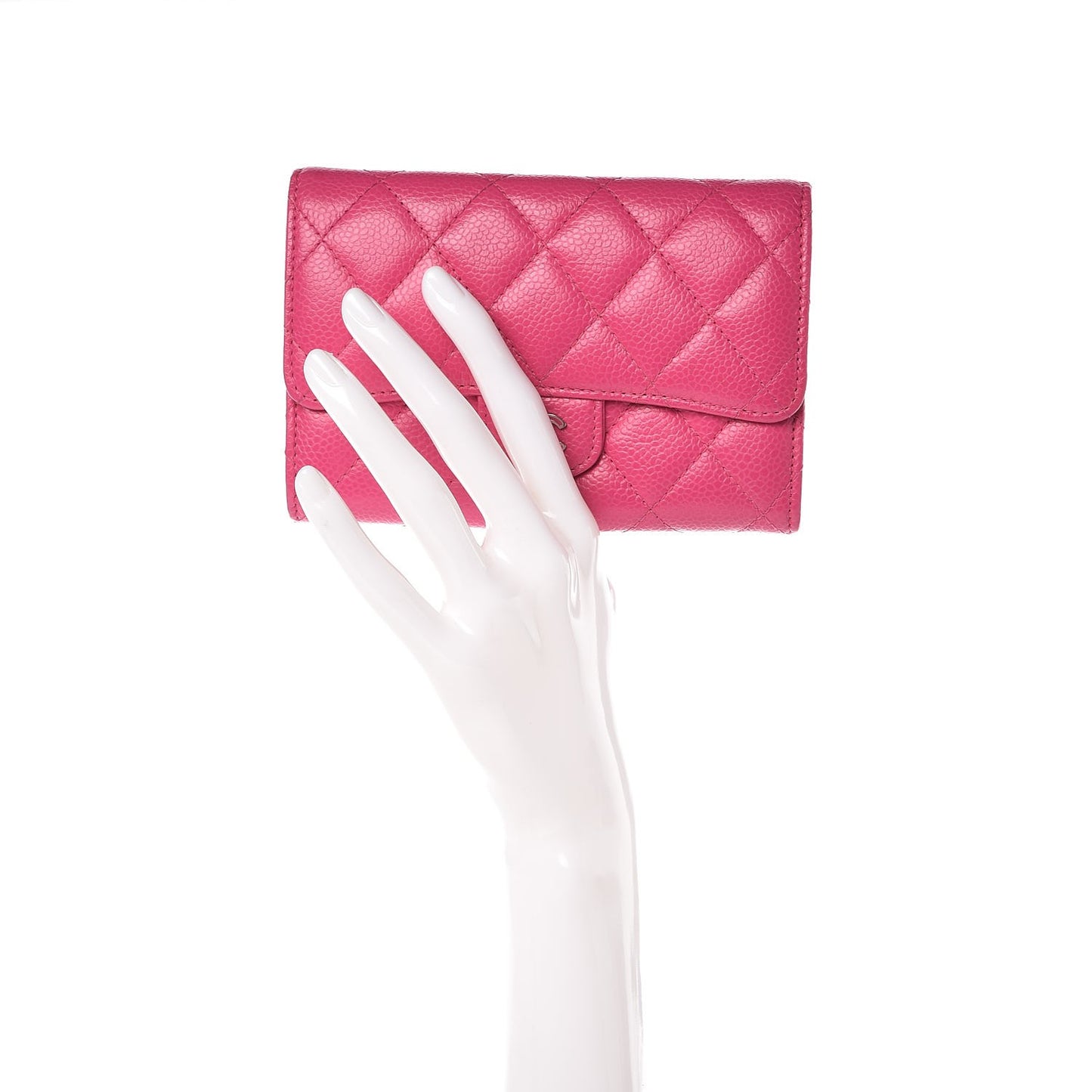 Caviar Quilted Small Flap Wallet Pink