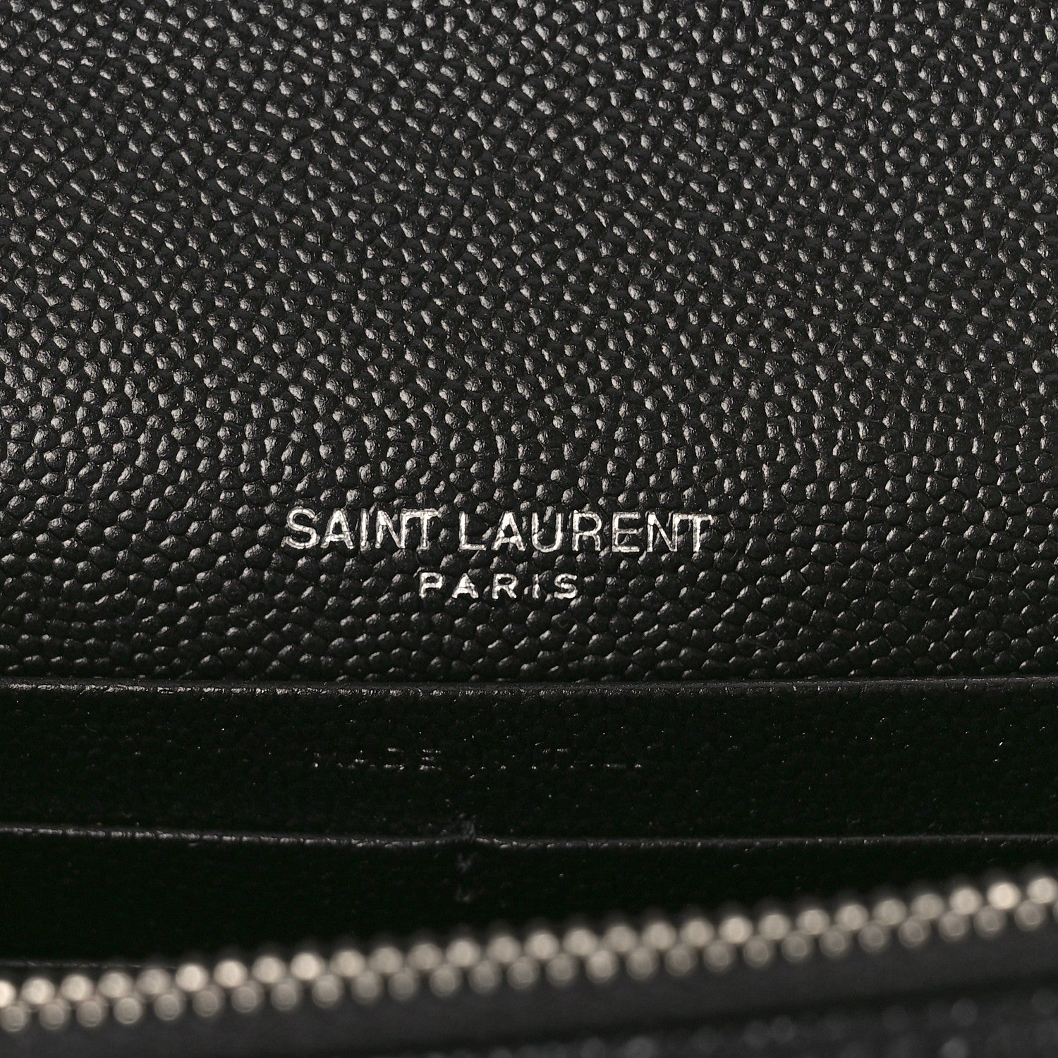 Saint Laurent Grain De Poudre Matelasse Chevron Monogram Envelope Chain Wallet Black 6 of 8