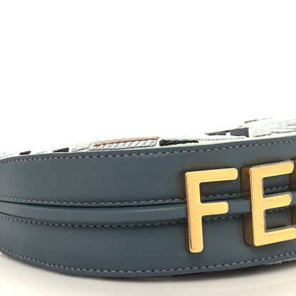 Fendi Canvas Vitello Grace FF Multicolor Embroidered Nano Fendigraphy Hobo Charm Multicolor Gianduia Anice 9 of 10