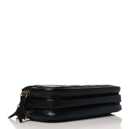 Gucci Calfskin Matelasse Mini GG Marmont Chain Crossbody Bag Black 4 of 13