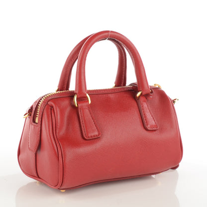 Prada Saffiano Lux Mini Convertible Bowler Fuoco 3 of 8