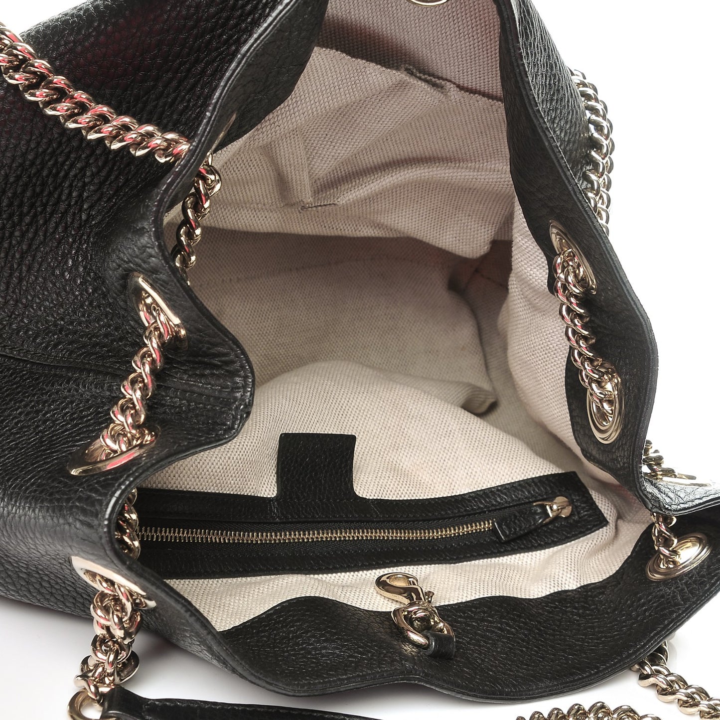 Pebbled Calfskin Medium Soho Chain Shoulder Bag Black