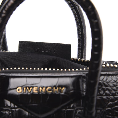 Givenchy Calfskin Crocodile Embossed Mini Antigona Black 7 of 10
