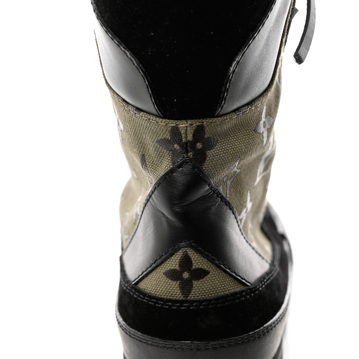 Louis Vuitton Suede Monogram Laureate Platform Desert Boots 38 Kaki Black 9 of 10