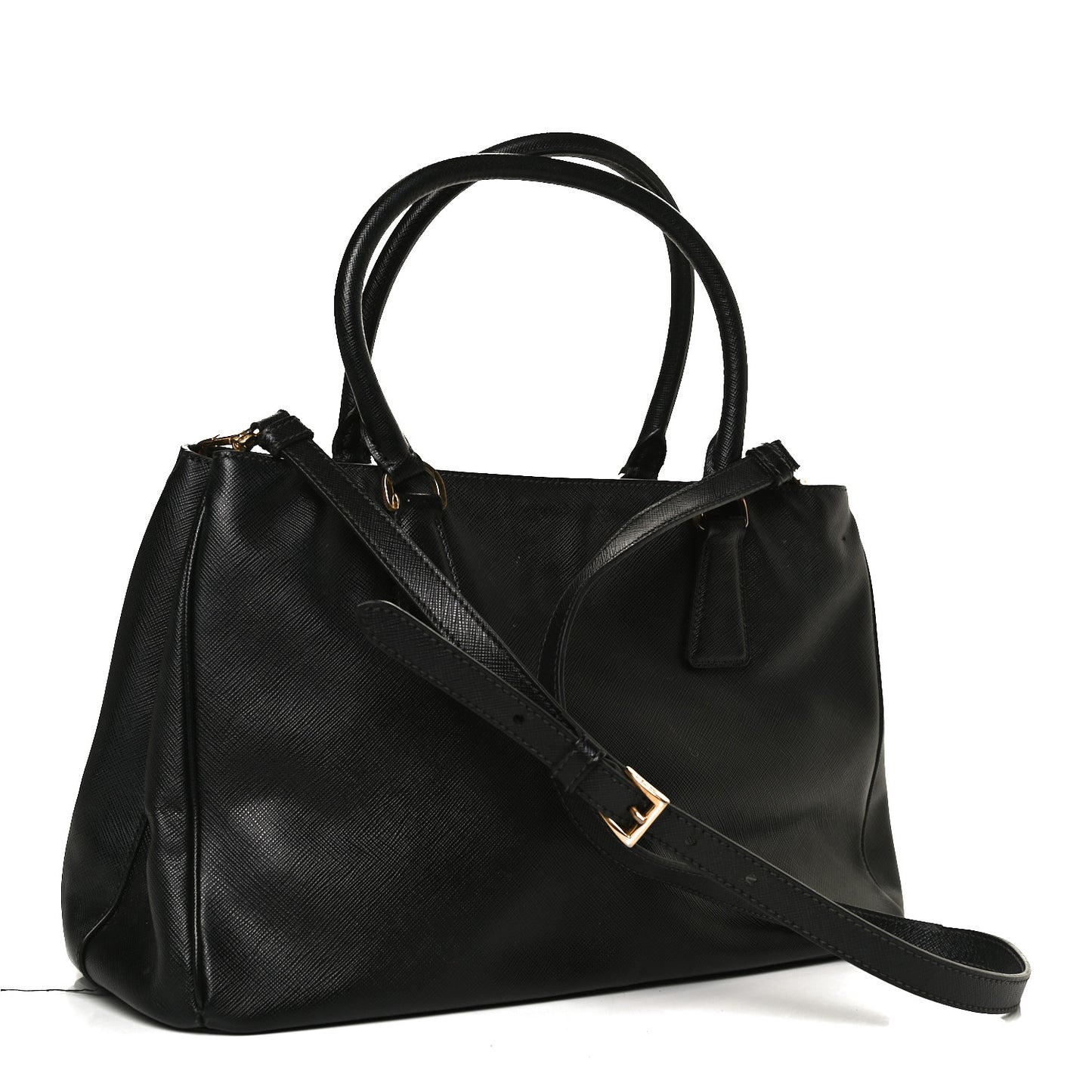 Saffiano Medium Galleria Double Zip Tote Black