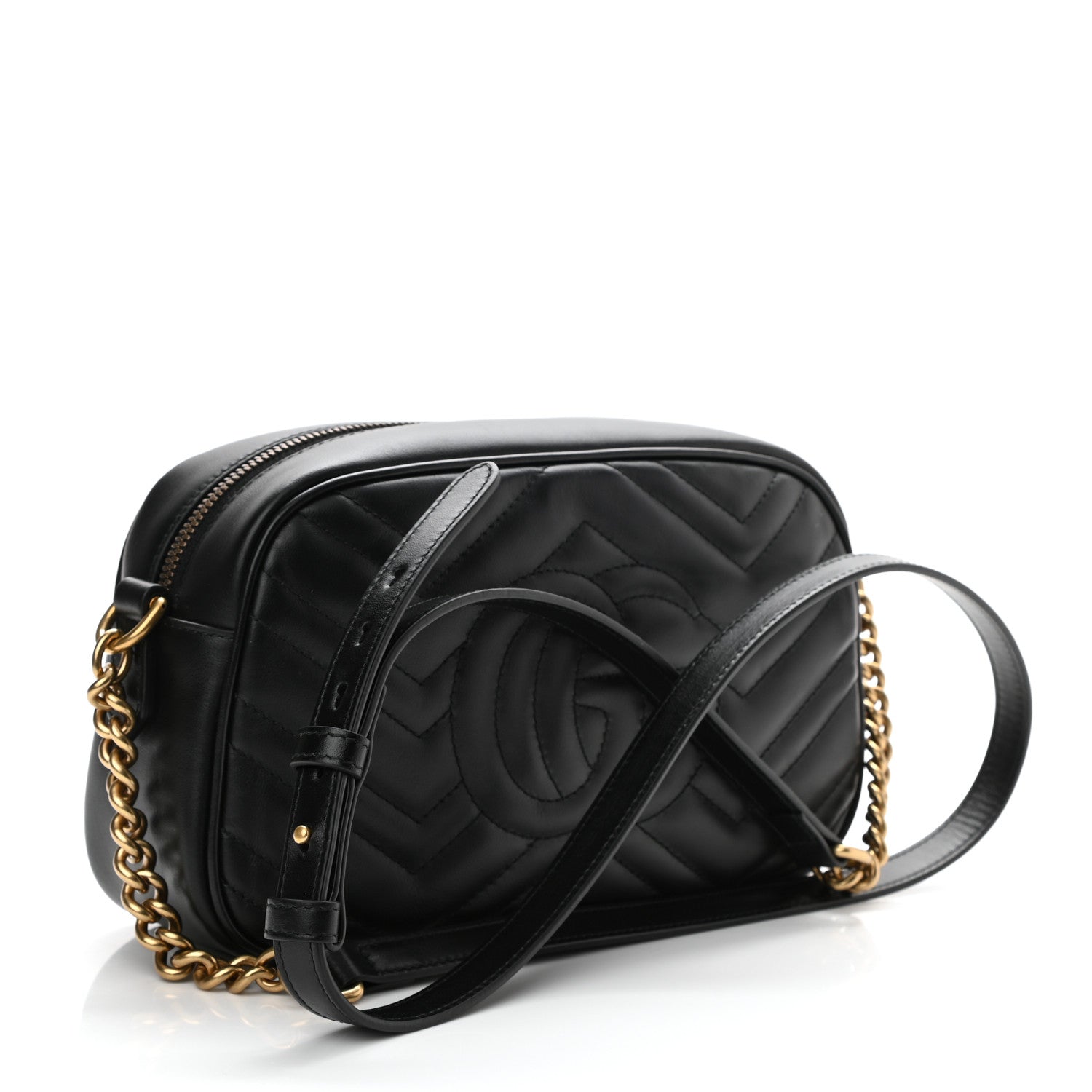 Gucci Calfskin Matelasse Small GG Marmont Chain Shoulder Bag Black 3 of 8