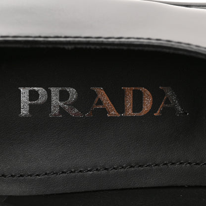 Prada Spazzolato Metal Triangle Logo 50mm Loafers 38 Black 7 of 7