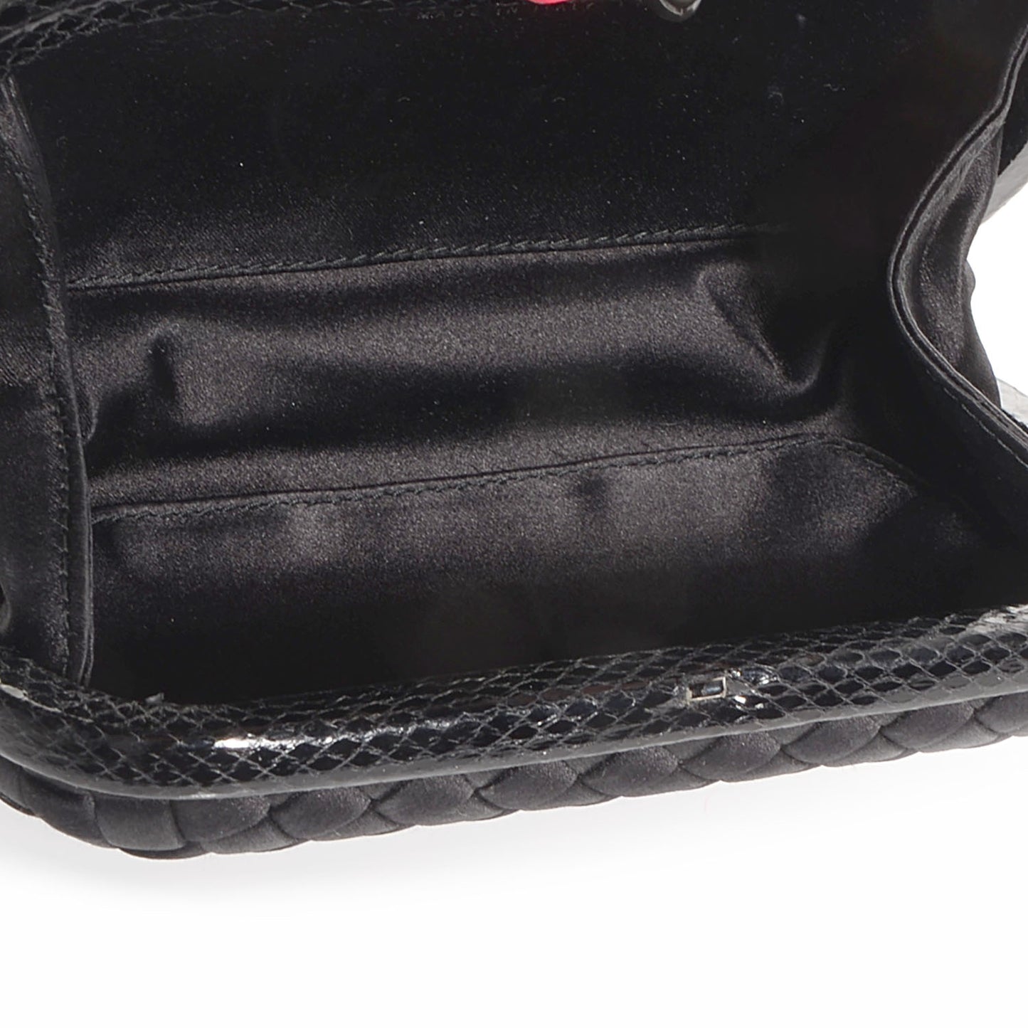 Satin Intreccio Impero Ayers Knot Clutch Black