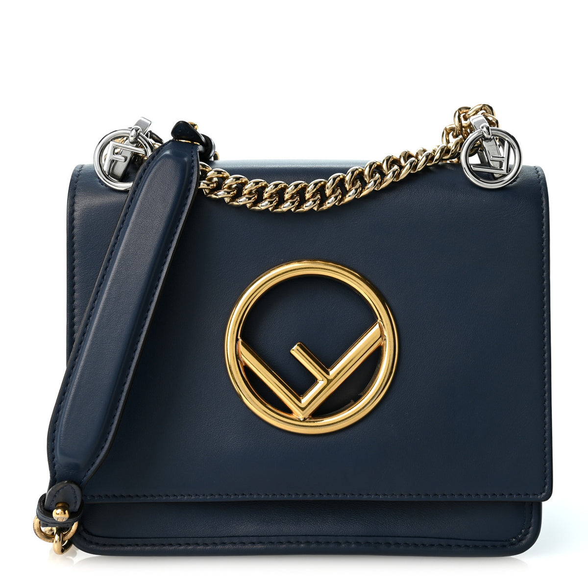 Vitello Century Opaco F is Fendi Small Kan I Shoulder Bag Blu Scuro