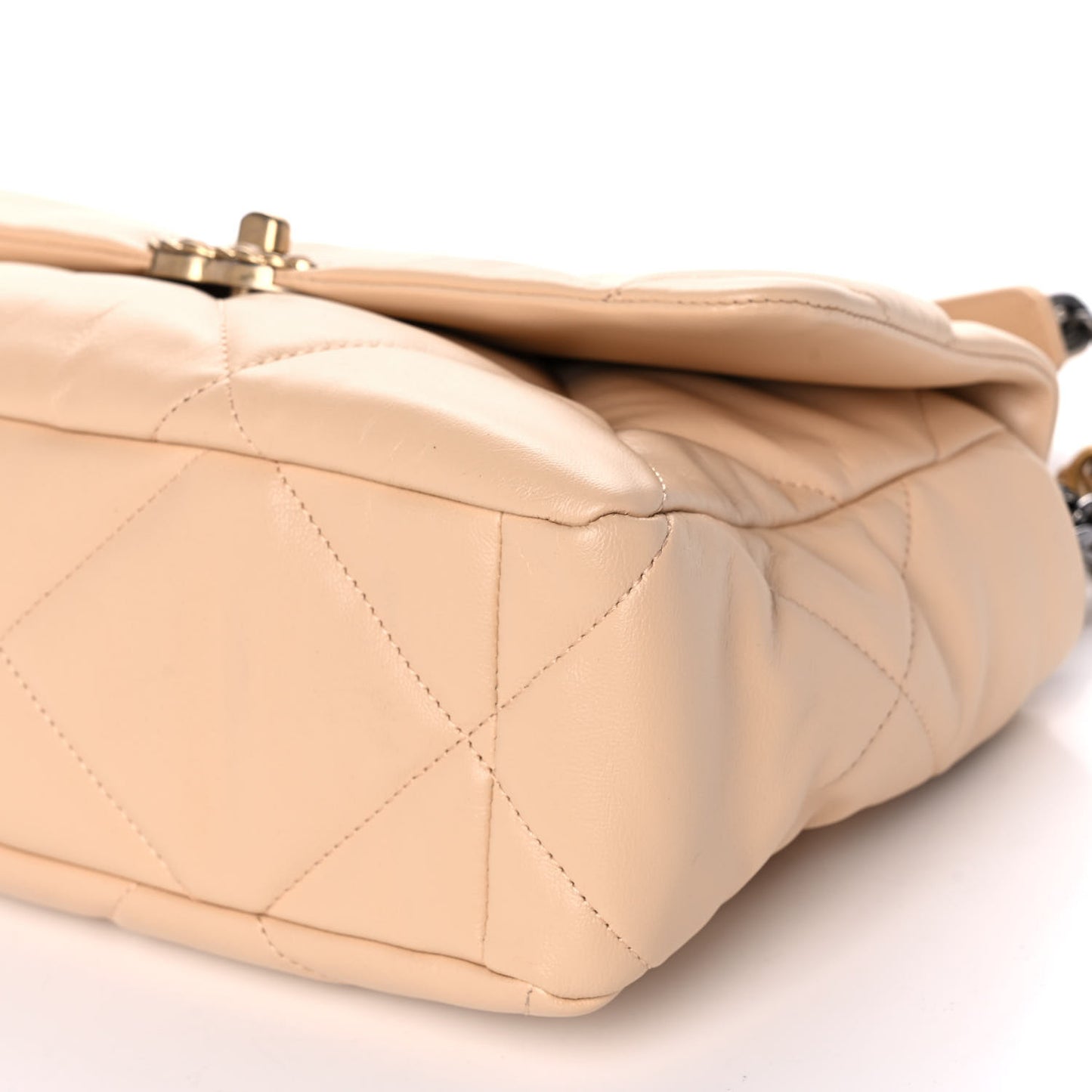 Lambskin Quilted Large Chanel 19 Flap Beige
