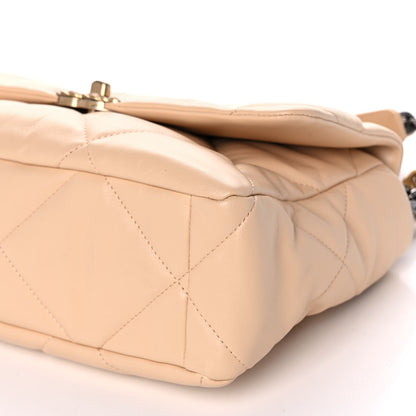 Chanel Lambskin Quilted Large Chanel 19 Flap Beige 8 of 10