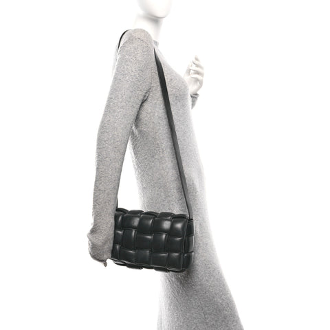 Nappa Maxi Intreccio Padded Cassette Crossbody Bag Black