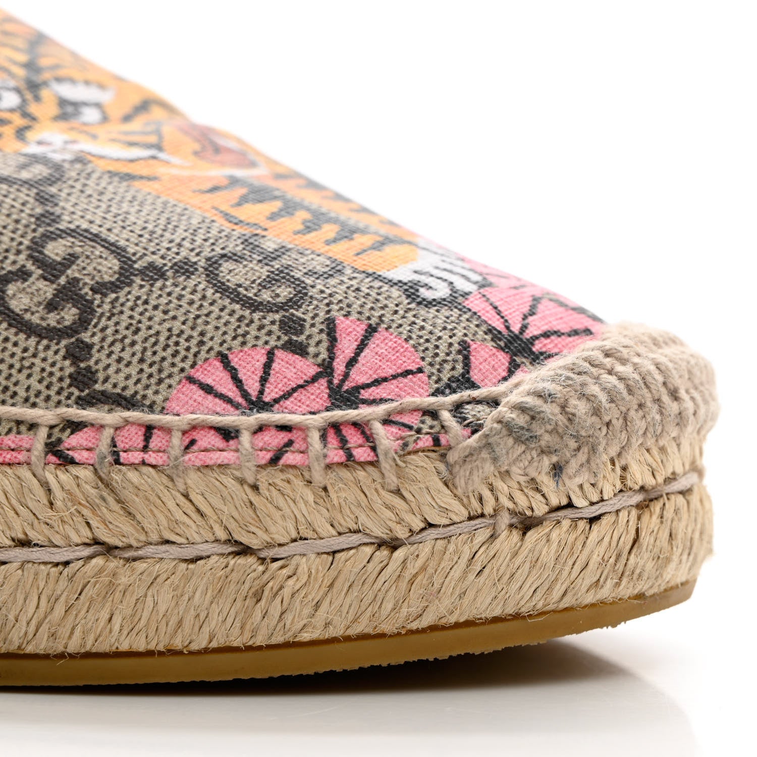 Gucci GG Supreme Monogram Bengal Espadrilles 36.5 Beige Crop Pink 13 of 17