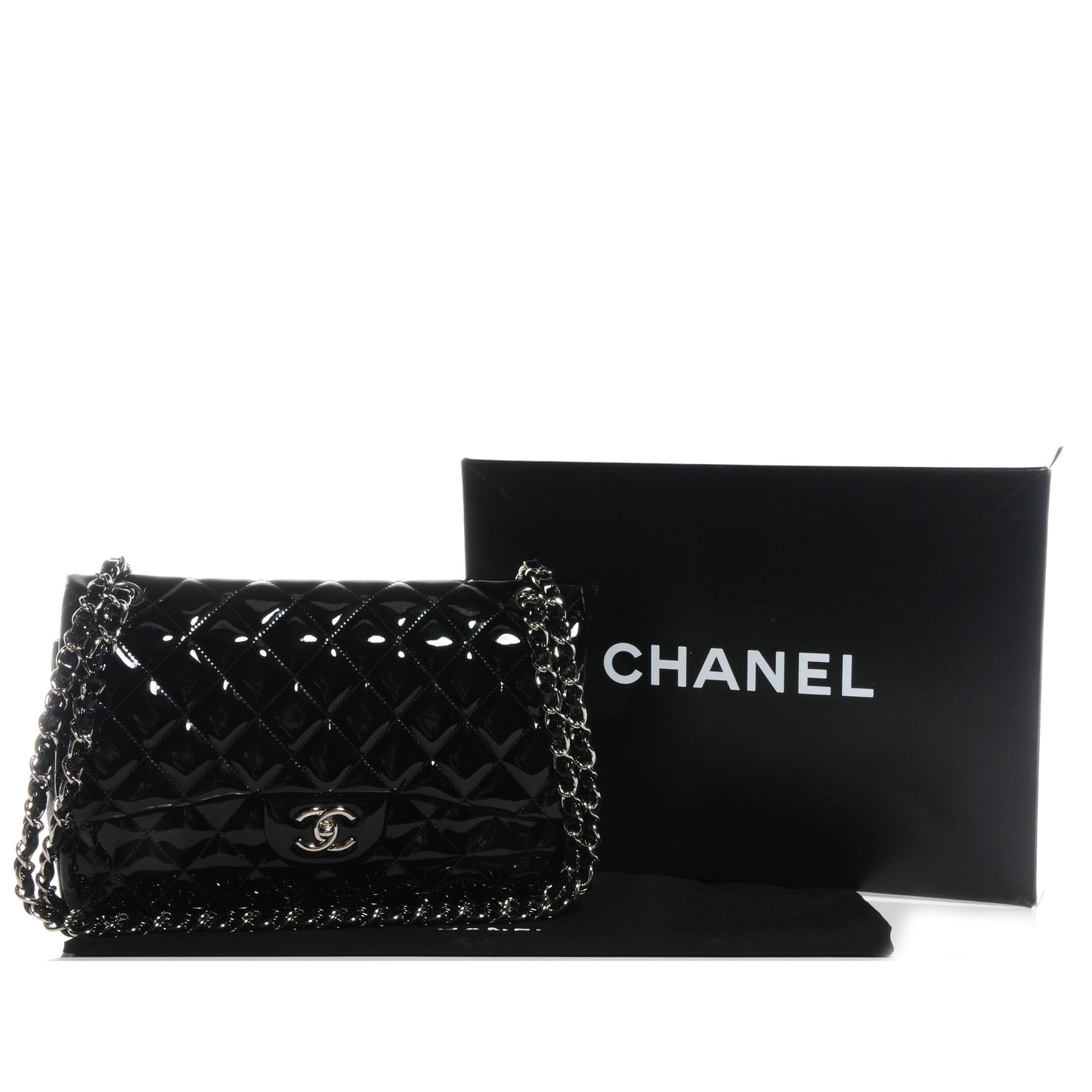 Patent Jumbo Double Flap Black