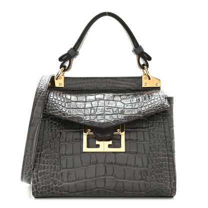 Givenchy Calfskin Crocodile Embossed Mini Mystic Shoulder Bag Storm Grey 1 of 9