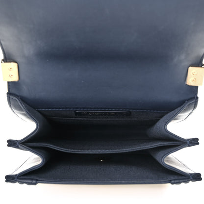 Chanel Metallic Lambskin Striped North South Boy Flap Navy Gold 4 of 11