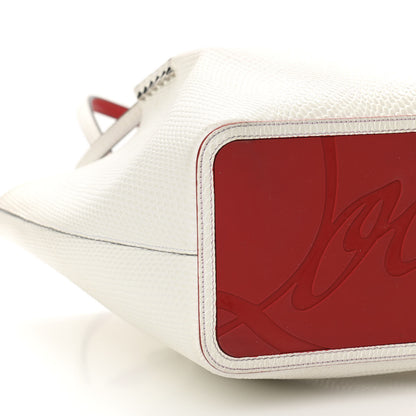 Christian Louboutin Calfskin Lizard Embossed Spikes East West Cabata Tote White 8 of 13